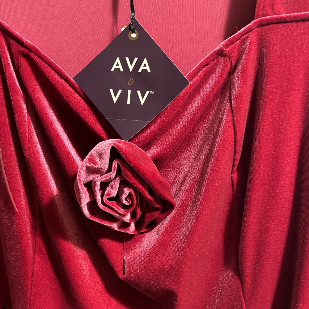 Ava & Viv Deep Red Long Sleeve Dress NWT - Picture 4 of 6
